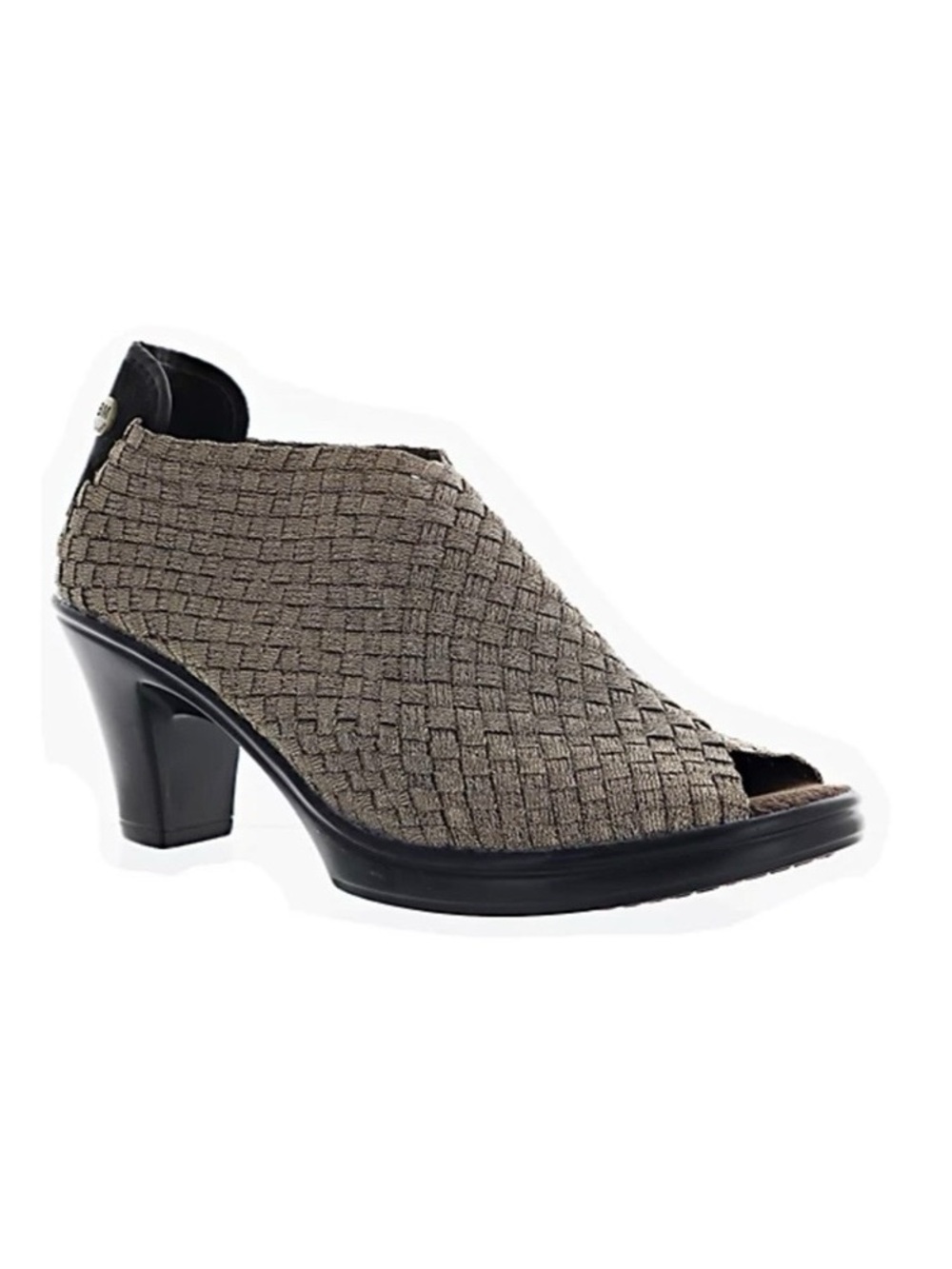 bernie mev. Woven Metallic Silver Low Block Heel Slip-On